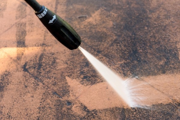 pressure washing backyard